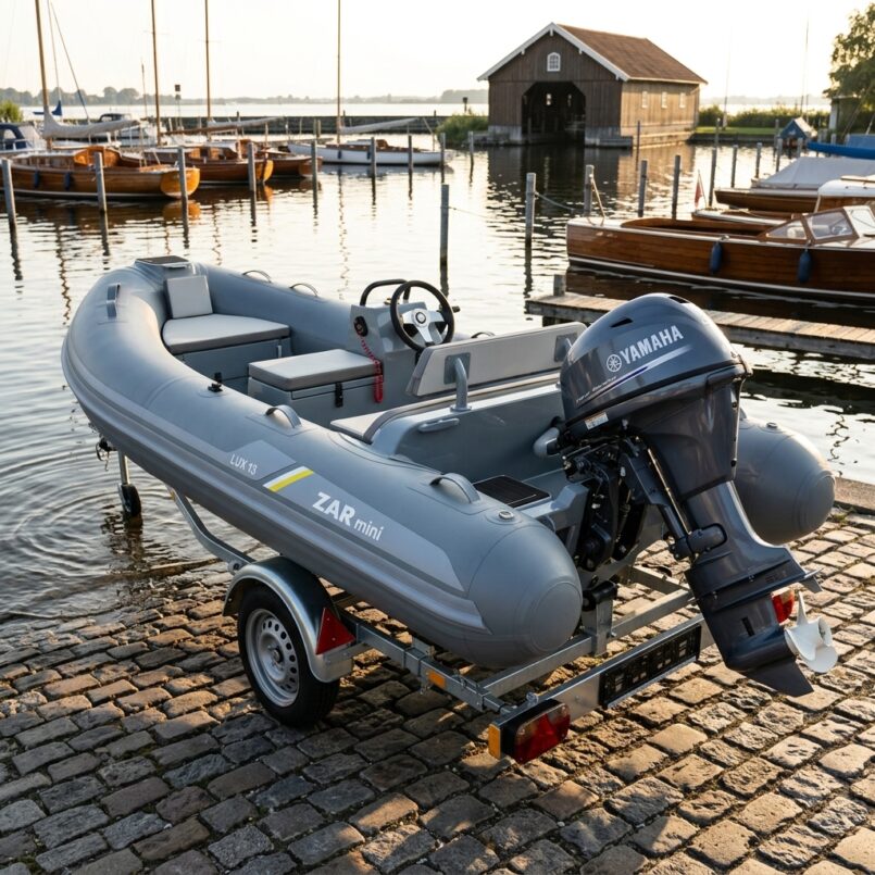 ZAR Mini Lux Tender 13 GREYLINE, Länge 3,90m + Yamaha 15PS (Führerscheinfrei) und Harbeck Trailer ZAR Mini Lux Tender 13 GREYLINE, Länge 3,90m + Yamaha 15PS (Führerscheinfrei) und Harbeck Trailer