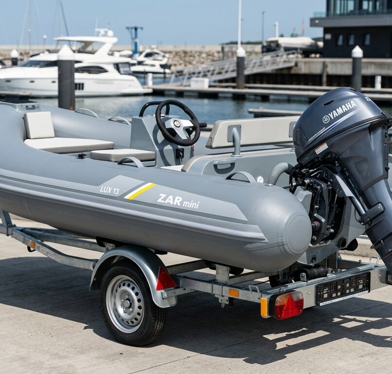 ZAR Mini Lux Tender 13 GREYLINE, Länge 3,90m + Yamaha 15PS (Führerscheinfrei) und Harbeck Trailer ZAR Mini Lux Tender 13 GREYLINE, Länge 3,90m + Yamaha 15PS (Führerscheinfrei) und Harbeck Trailer
